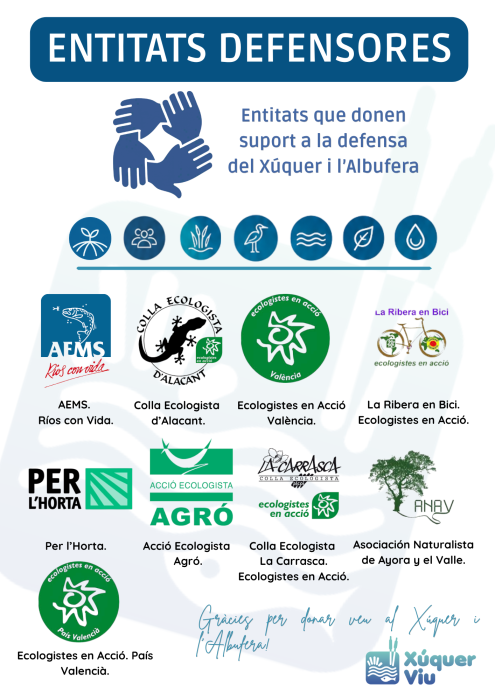 💦 ENTITATS DEFENSORES DEL XÚQUER I L'ALBUFERA. MOLTES GRÀCIES.